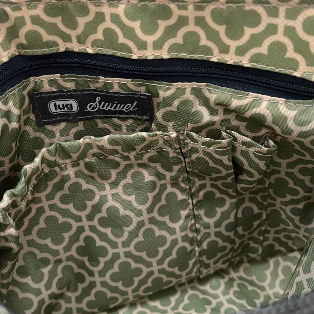 LUG Swivel Convertible Tiles Teal Patterned Shoulder Bag with Crossbody Strap - Picture 8 of 9